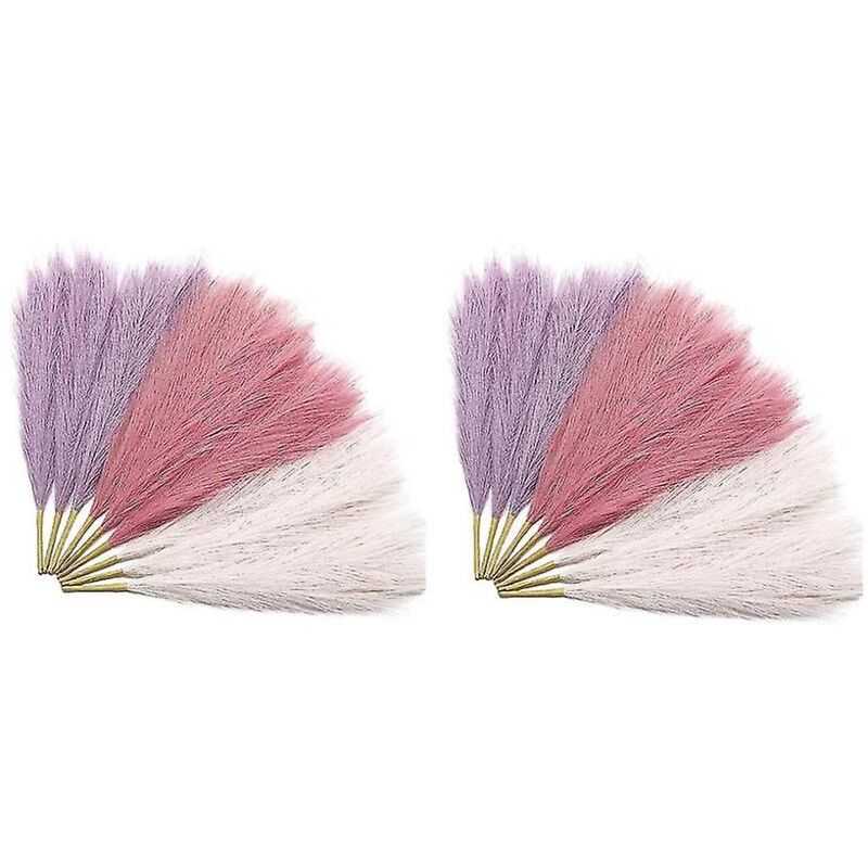 Feiyue - 18pcs Pampa Grass Pink 17,7 pouces, herbe de pampa artificielle, fausse herbe de pompas rose décorative, herbe Blus
