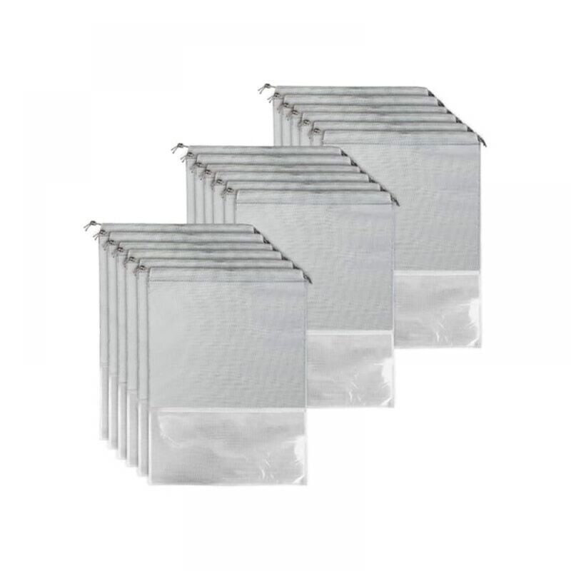 Cyslmuk - 18pcs Sac à chaussures de voyage, 32x44 cm, gris, imperméable et anti-poussière, avec fenêtre transparente, adapté aux sports de voyage