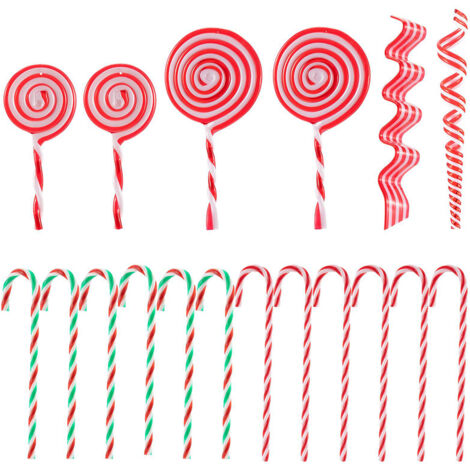 18pcs/set Candy Cane Christmas Tree Hanging Ornaments Candy Lollipop Ornament Christmas Tree Decoration for Doors or Windows