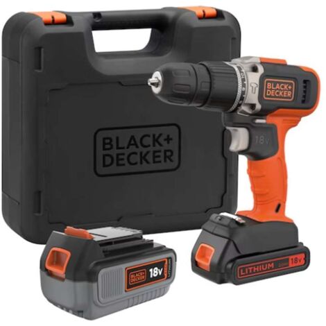 18V 2-Gang-Schlagbohrmaschine mit 1 4,0-Stunden-Lithiumbatterie und 1 2,0-Ah-Lithiumbatterie - Back+Decker BCD003MEM2K-QW