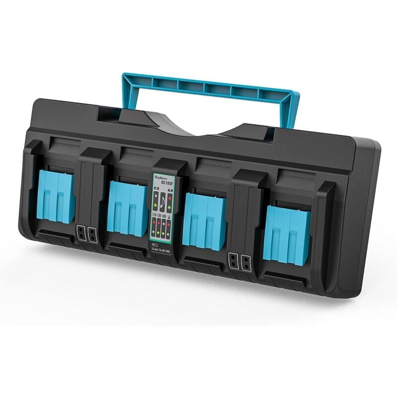 KZQ - 18V 4 Ports Chargeur pour Makita Chargeur 14,4V 18V BL1830 BL1840 BL1850 BL1860 BL1815 BL1430 Batterie et DC18RC DC18RD Chargeur(Batterie Non