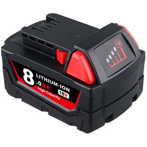 18V 8,0 Ah Lithium-Ionen-Akku Kompatibel mit Milwaukee M18 M18B6 M18B5 48-11-1820 48-11-1850 48-11-1828 48-11-10 Akkus für kabellose Elektrowerkzeuge