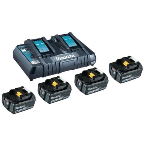 18V Akku + Doppelladegerät Power Source Kit 4x Akku 5,0Ah