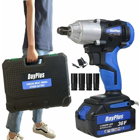 BRIEFNESS 18V Cordless Impact Driver/Impact Wrench w/6000mAh Rechargeable Li-ion Battery, Socket, 460Nm High Torque, Varible Speed Trigger, Forward Reverse Setting for Car Van Truck Spare Tyre Repair Tool