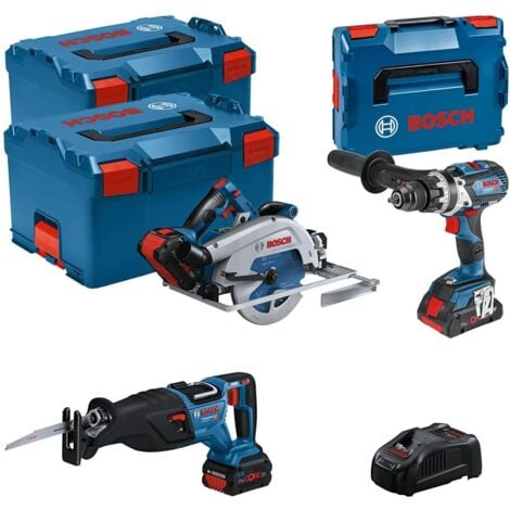 18V GSB/GKS/GSA Werkzeugset - BOSCH - mit 2 18V 5,5AH und 1 18V 4,0AH Akkus - Ladegerät - L-Boxx 0615990N38