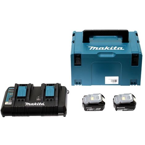 18V Li-Ion Energie-Paket (2x4,0 Ah) mit Doppel-Ladegerät in MAKPAC - MAKITA 197504-2