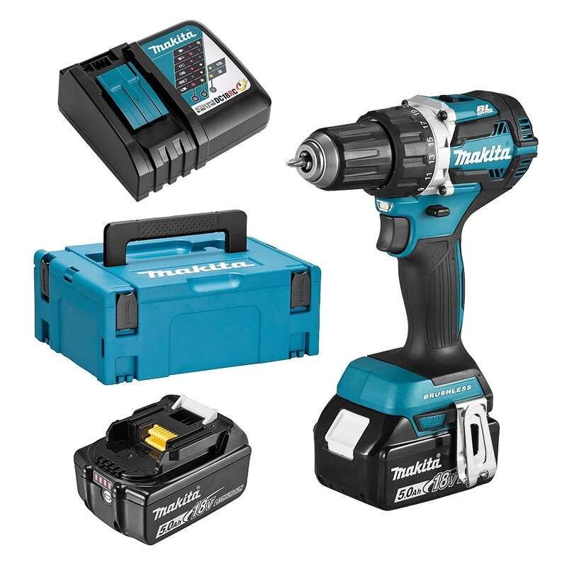 Image of Bohrschrauber Makita 18V Li-Ion 5.0 Ah ø 13 mm + 2 Batterien, Ladegerät, Koffer - DDF484RTJ