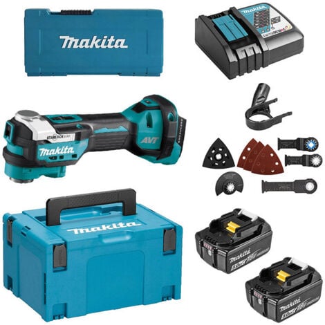 18V MAKITA Multifunktions-Schleifschneider + Koffer + 2 Batterien. BL1850B - DTM52RTJX1