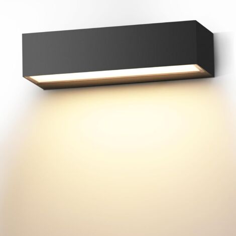 18W Appliques Murales Interieur 30cm Noire Applique Exterieur LED 3000K Blanc Chaud Etanche IP65 Appliques Interieur
