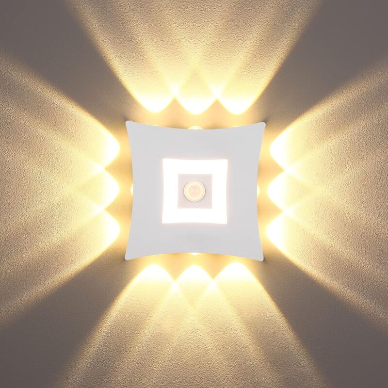 18W led Applique Murale Extérieur Intérieur Moderne avec Détecteur de Mouvement pir, Éclairage Mural Étanche IP65, Applique Murale en Aluminium Blanc
