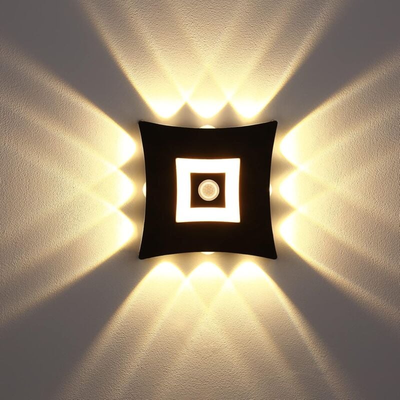 18W led Applique Murale Extérieur Intérieur Moderne avec Détecteur de Mouvement pir, Éclairage Mural Étanche IP65, Applique Murale en Aluminium Blanc