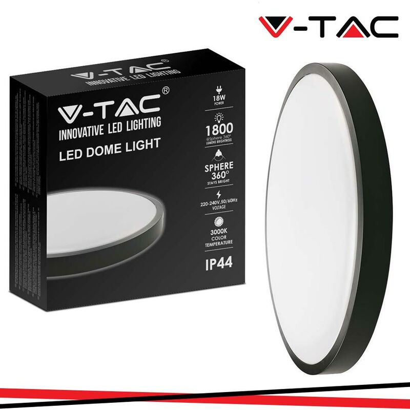 18W led plafoniera rotonda colore nero 6400K IP44