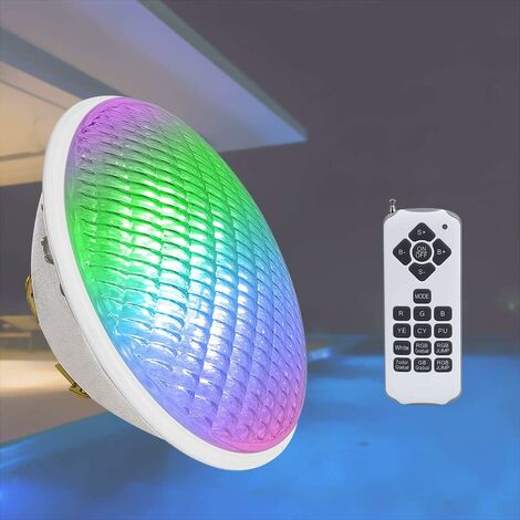 18W RGBW Par56 LED Piscine, Eclairage Piscine LED, IP68 Pool Lampe, 12V AC/DC Projecteur LED Piscine, LED Spot Piscine avec Télécommande (équivalent ampoule halogène 300W)(Verre)