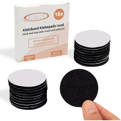 18x Klett Klebepads rund Schwarz Klettband selbstklebend, Klettverschluss