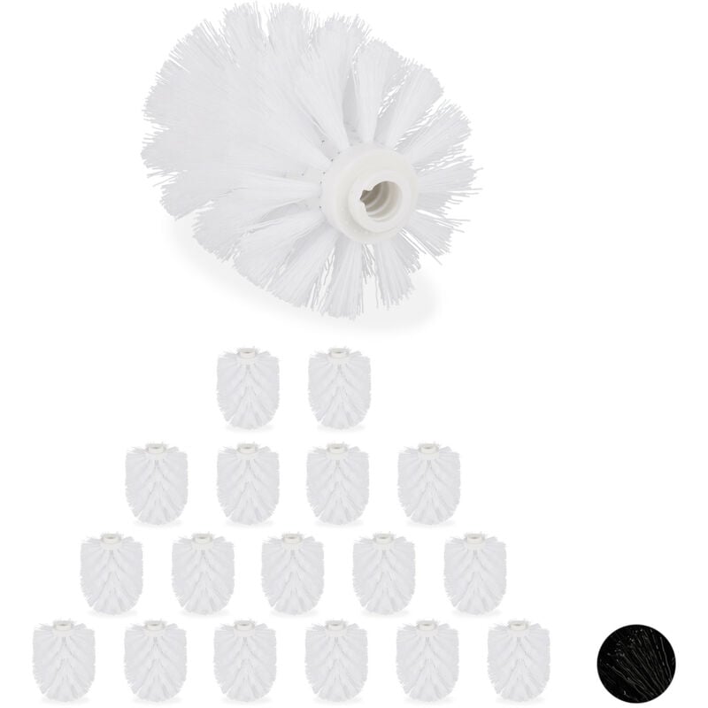Set Of 18 Relaxdays Toilet Brush Replacement Heads, Pack Of WC Brushes, Plastic, 12 mm Thread, D: 7 cm, White
