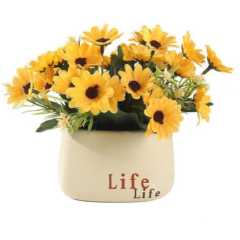 18x13.5cm Tournesol Plantes Vertes En Pot Dcorations De Salle De Sjour Dcorations En Plastique Simulation Fleurs Ornements