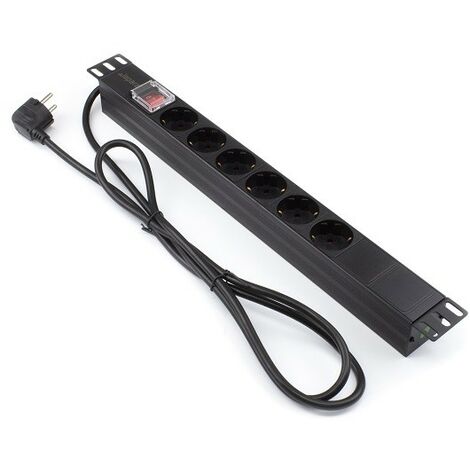 19" 6 X Schuko 6" Rack-Steckdosenleiste mit Schalter Für Netzwerkbetrieb