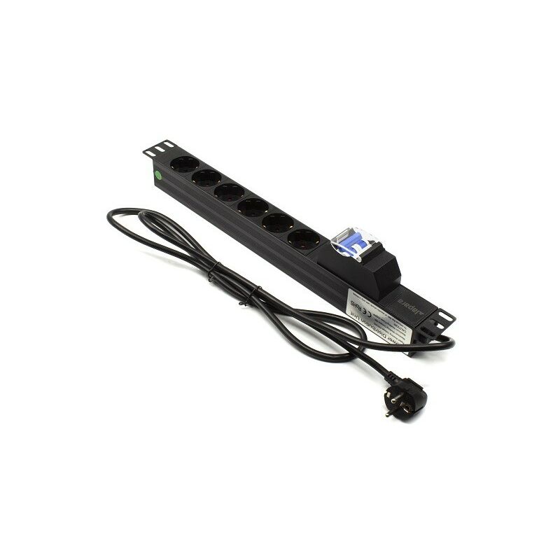 19" 6 X Schuko Rack Power Strip With Magnetothermic And Protection Lapara Networking