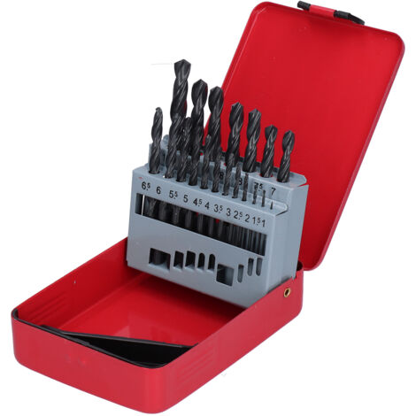 19 forets hélicoïdaux HSS à spirale, accessoires pour machine à perforer, avec boîte de rangement rouge pour perçage de trous M35