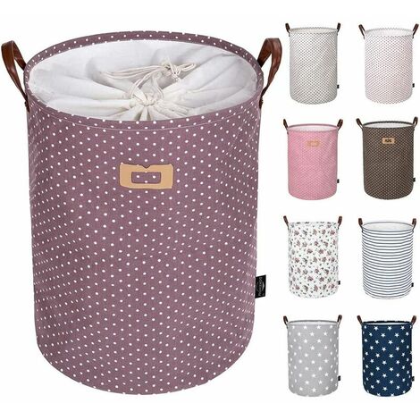 19-inches Grand Organiser Paniers pour Vêtements Stockage (9 Couleurs), Cordon Paniers à Linge, Pliable Sac à Linge, Pliage Grande Capacité Corbeilles à Linge (Violet, L)