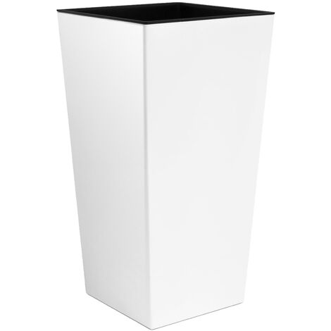 19 L Prosperplast Urbi Pot plastique haut carré 19 L avec réservoir en blanc, 45 (H) x 24 (L) x 24 (P) cms