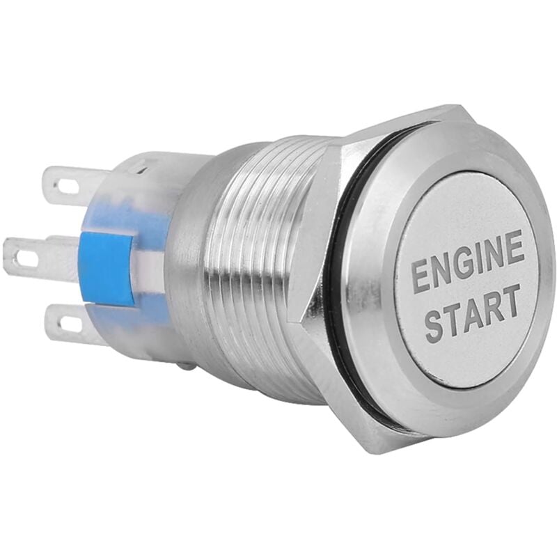 Image of Aiperq - 19 mm 12 v wasserdichter Auto-Startschalter mit Druckknopf (Silber)