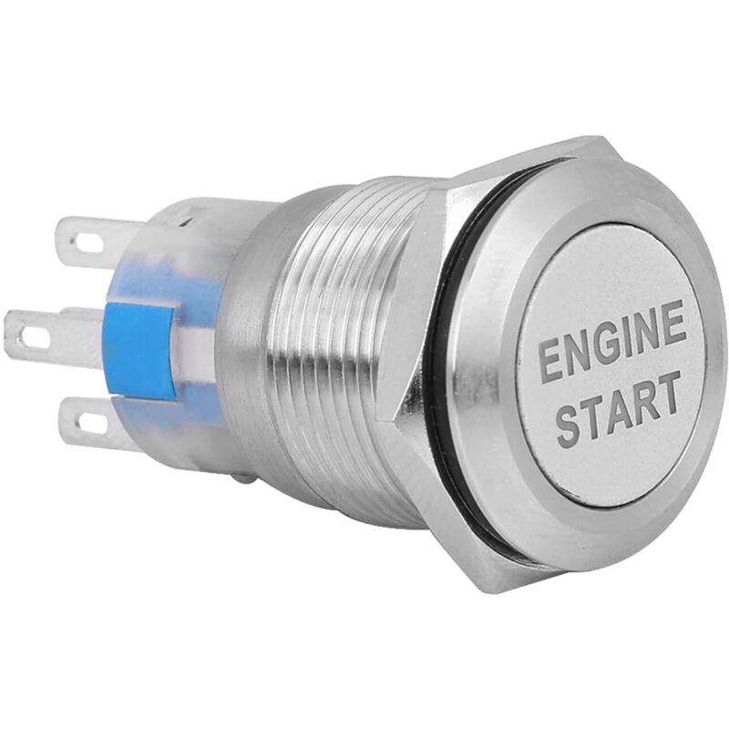 Image of Aiperq - 19 mm 12 v wasserdichter Auto-Startschalter mit Druckknopf (Silber)