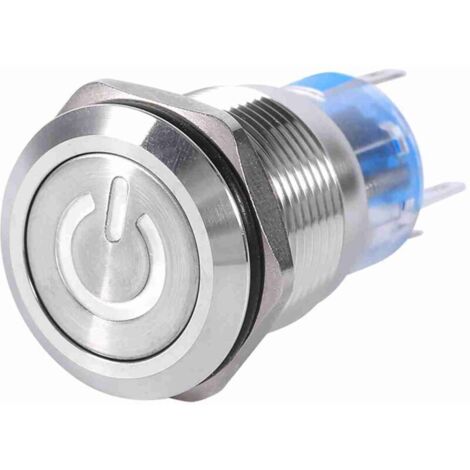 19 mm 12V-24V Wasserdichter Edelstahl-LED-Selbstverriegelungs-Druckknopf-Netzschalter, Momentanschalter, Verriegelungs-Druckknopfschalter.