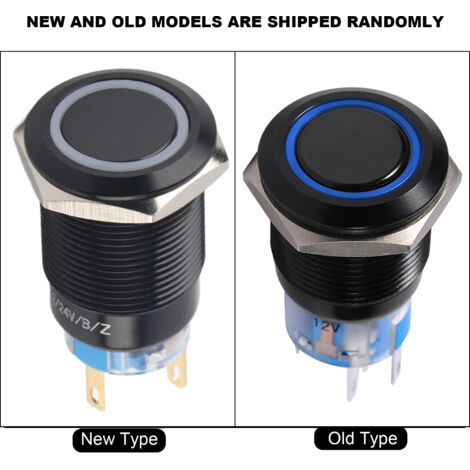 19-mm-wasserdichter, selbstverriegelnder Drucktaster EIN/AUS 12–24 V mit blauer LED