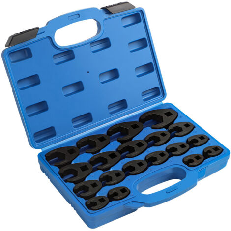 19 PCS Crowfoot Ensemble de Clés, 1/2" 3/8" Entraînement extérieur carré Clé, Drive Métrique Coffret de Douilles à Tuyauter 8-32mm, clé à écrou évasé, Ensemble de clé à Fourche à emmancher