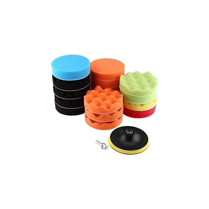 19 Pcs Éponge de Polissage Kit Machine à Polir Polisseuse Rectifieuse Tampon de Polissage pour Voiture(4pouce)