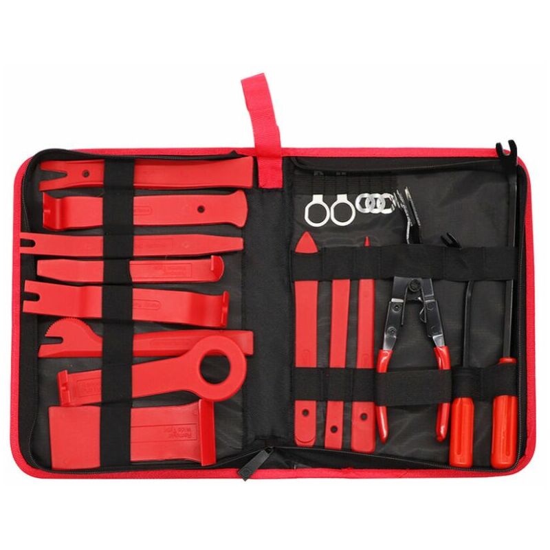 19 Pièces Outils pour Garnitures, Difficile Outil Démontage Auto avec Extracteur d'agrafe - pour Panneau Accessoires Porte Autoradio Tableau de Bord