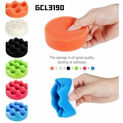 19 pièces 3" tampon de polissage éponge de polissage Kit de polissage éponge pour polissage abrasif automatique avec embouts M10 pour polissage RO/DA à double action