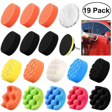 19 pièces Tampon de Polissage Éponge, Kit pour Polissage Abrasif Automatique avec Embouts M10
