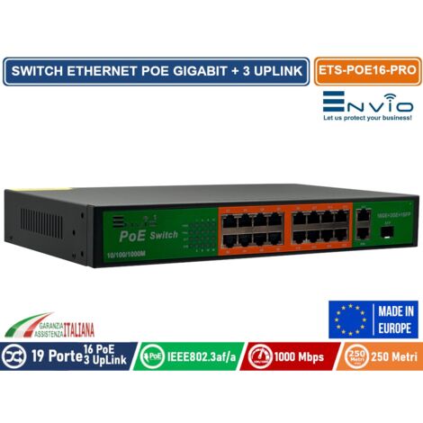 19 PORTE SWITCH ETHERNET POE GIGABIT 16 PORTE GE + 2 UPLINK GE + 1 UPLINK GE SFP