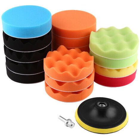 19-teiliges Set aus 15 cm (6 Zoll) großen Schwammpolierpads für Autopoliermaschinen mit M14-Bohradapter