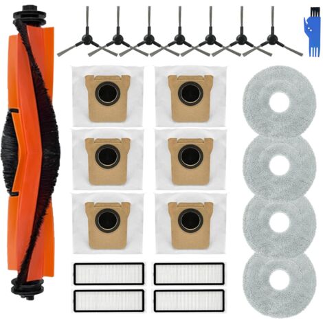 19-teiliges Zubehörset für Xiaomi X20 Max und X20 Pro Staubsauger – 1 Hauptbürste, 2 Filter, 4 Wischtücher, 6 Staubbeutel, 6 Seitenbürsten