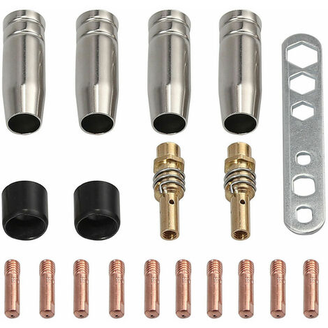 19 Uds Mig/Mag soldadura 0,8mm puntas de contacto M6 M6 puntas de boquilla de Gas reemplazo de soporte para Binzel 15Ak soplete soldadura, 19 Uds