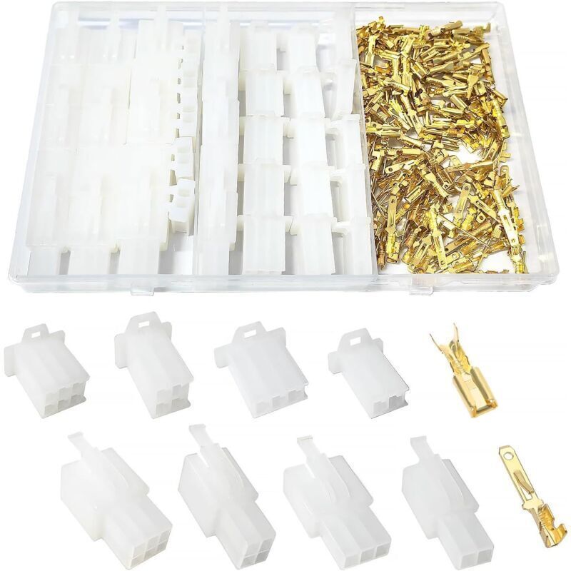 190 Pièces 2.8mm Automobile Connecteur Kit, 2 3 4 6 Broches de Fil électrique Connecteur et Femelles Sertir Cosse Assortiment, pour Moto, Voiture,