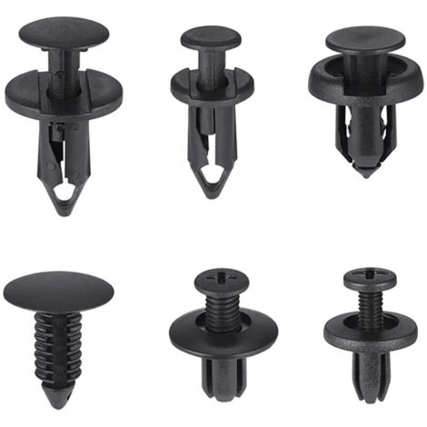 190 Pièces Rivet Plastique Clips Voiture, 6 Taille Clips de Retenue de Voiture Fixations, Vis Plastique Universelles pour Fixer les Panneaux et les Portes de Voiture(6 mm à 10 mm)