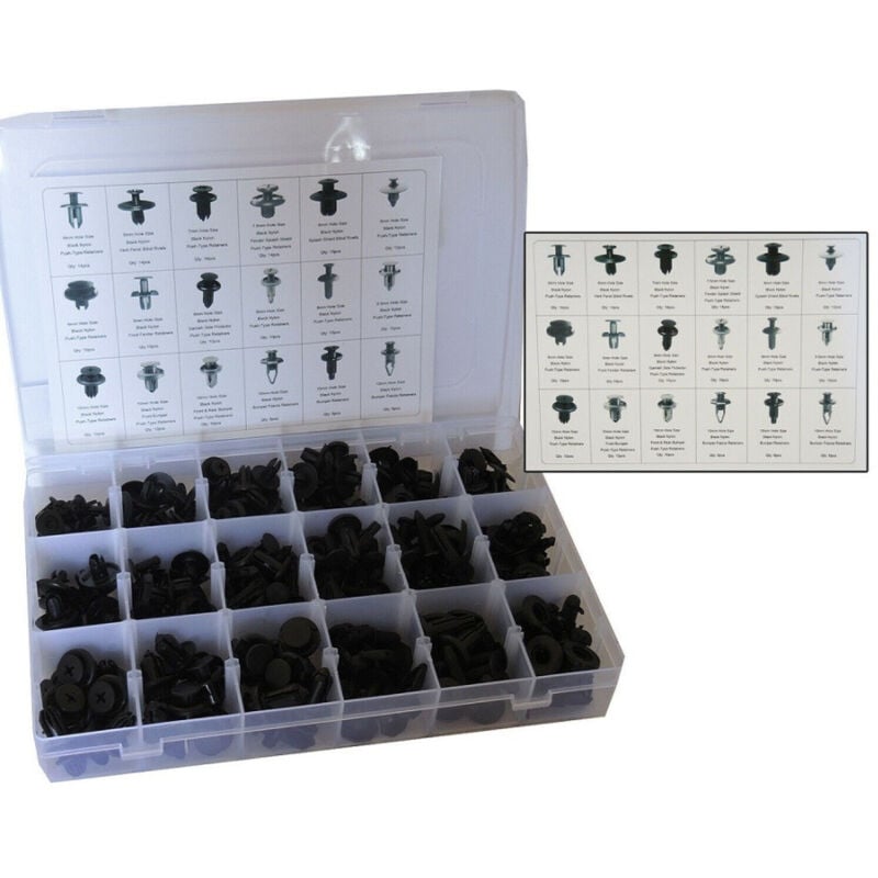 190 Pz Plastica Trim Clip Rivetti Clip Kit Fermi Di Spinta Auto Paraurti Porta - - Trade Shop Traesio