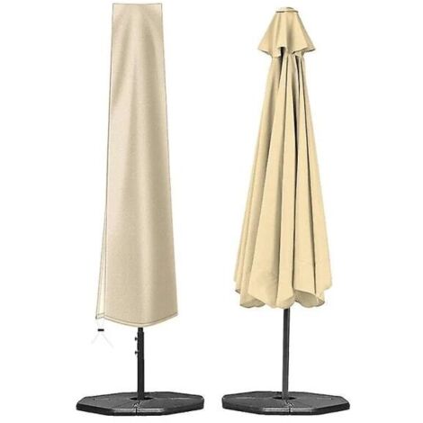 (190 x 30 x 50 cm, beige) Housse de protection uniquement, double couche pour parasol, imperméable, anti-UV et robuste, en tissu Oxford 210D avec fermeture éclair.