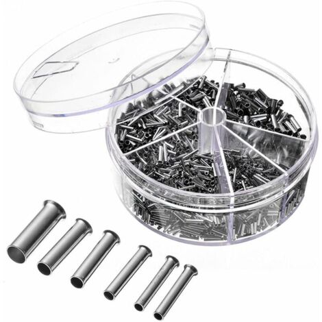 1900 pièces 0.5/0.75/1.0/1.5/2.5mm² extrémités de fil non isolées avec boîte de rangement/commande