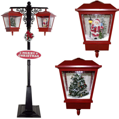 190cm Doppel-LED Laterne - Schwarz/Rote Laterne Indoor und Outdoor geeignet