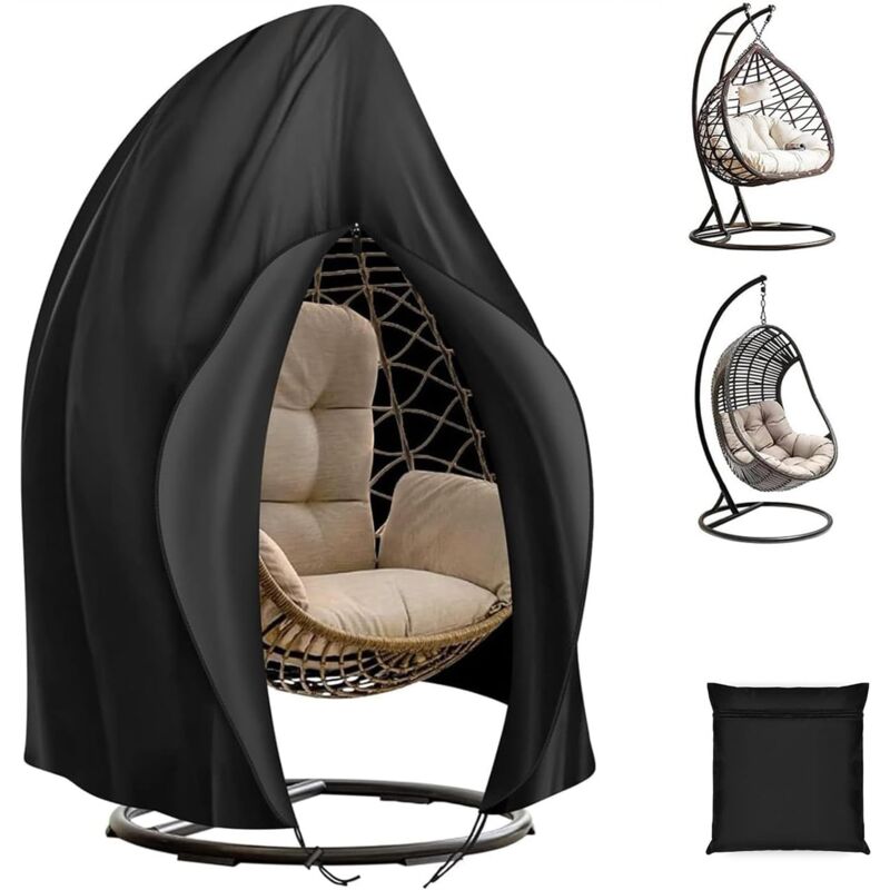 190x115cm, Housse de Chaise Suspendue, Housse de Protection pour Œufs, Housse de Chaise de Jardin Imperméable, Robuste Tissu Oxford 210D, Noir