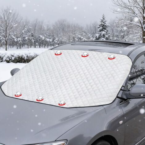 193x126cm Couverture Pare-Brise Voiture Hiver, Protège Pare Brise Avant Voitures Givre, Bâche Magnétique Anti Neige Glace Pluie Gel Soleil, Repliable