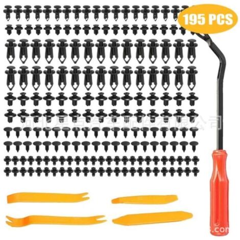 195 Clips Voiture,Pince de Retenue, Rivet Plastique Fixation, Rivet Clip Plastique Fixation Universel Auto Panneaux Garniture.