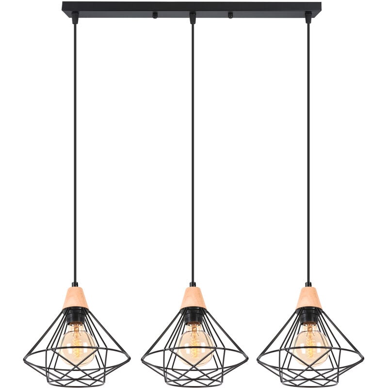Rétro Vintage Lustre Suspension E27 22cm Noir