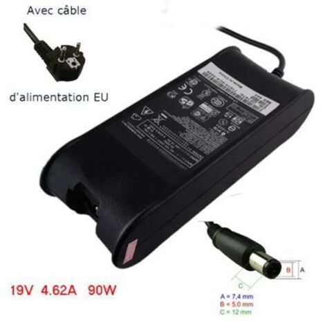 19.5 V 4.62a 90 W Ac Chargeur Adaptateur D\'Alimentation Pour Ordinateur Portable Pour Dell 5460 V5460 5470 5560 5460d-2528s Fa90p...