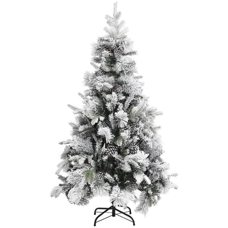 SHareconn 180 cm Albero di Natale con luci incorporate artificiale, con luci  bianche calde e multicolori, 1627 rami di fiocchi di neve e pigne e bacche  rosse, decorazione perfetta per Natale 